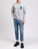 JOHN RICHMOND Pullover Sweatshirt Size M Melange Effect Logo Monogram Patch gallery photo number 1