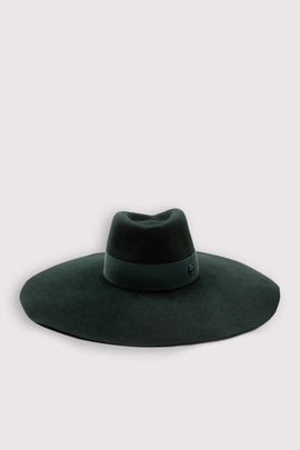 RRP€610 MAISON MICHEL Felt Fedora Hat Size S Grosgrain Ribbon Logo Wide Brim