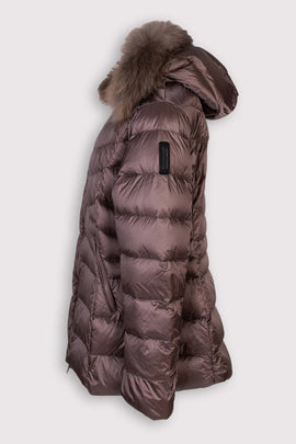 RRP €250 BOMBOOGIE Down Quilted Jacket Size 3 / L Water Repellent Raccoon Fur