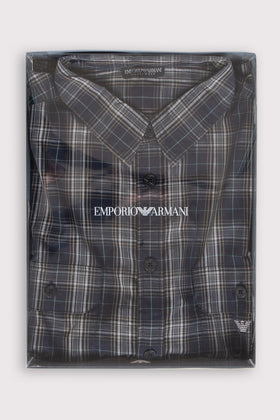 RRP €208 EMPORIO ARMANI Long Pyjama Set US38 EU48 M Plaid Embroidered Logo gallery photo number 11