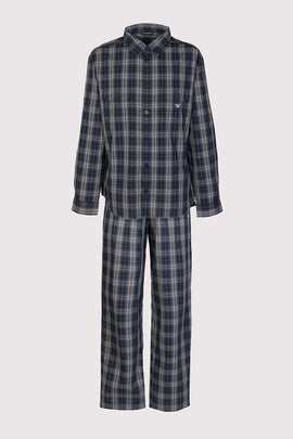 RRP €208 EMPORIO ARMANI Long Pyjama Set US38 EU48 M Plaid Embroidered Logo