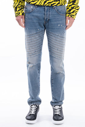 RRP€365 JUST CAVALLI Jeans W33 Ripped Faded Stitched Trim Slim Fit Made in Italy gallery photo number 3