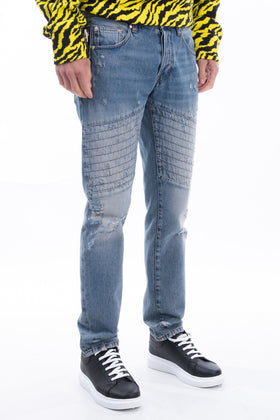 RRP€365 JUST CAVALLI Jeans W33 Ripped Faded Stitched Trim Slim Fit Made in Italy gallery photo number 4