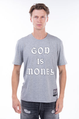 RRP €175 BUSCEMI T-Shirt Top Size XL Melange 'GOD IS MONEY' Made in Italy