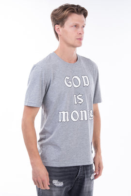 RRP €175 BUSCEMI T-Shirt Top Size XL Melange 'GOD IS MONEY' Made in Italy