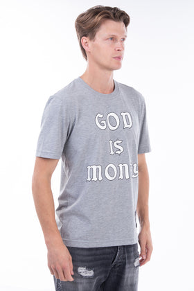 RRP €175 BUSCEMI T-Shirt Top Size XL Melange 'GOD IS MONEY' Made in Italy gallery photo number 2