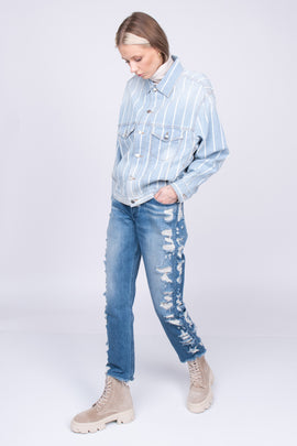 RRP €230 3X1 DOSA Jeans W26 Ripped Faded High Rise Cropped Slim Fit Made in USA