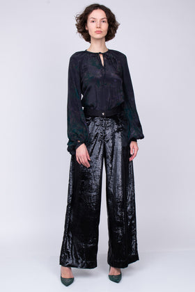 RRP €295 JUST CAVALLI Fuzzy Trousers Size IT 40 / S Black Wide Leg Made in Italy gallery photo number 1
