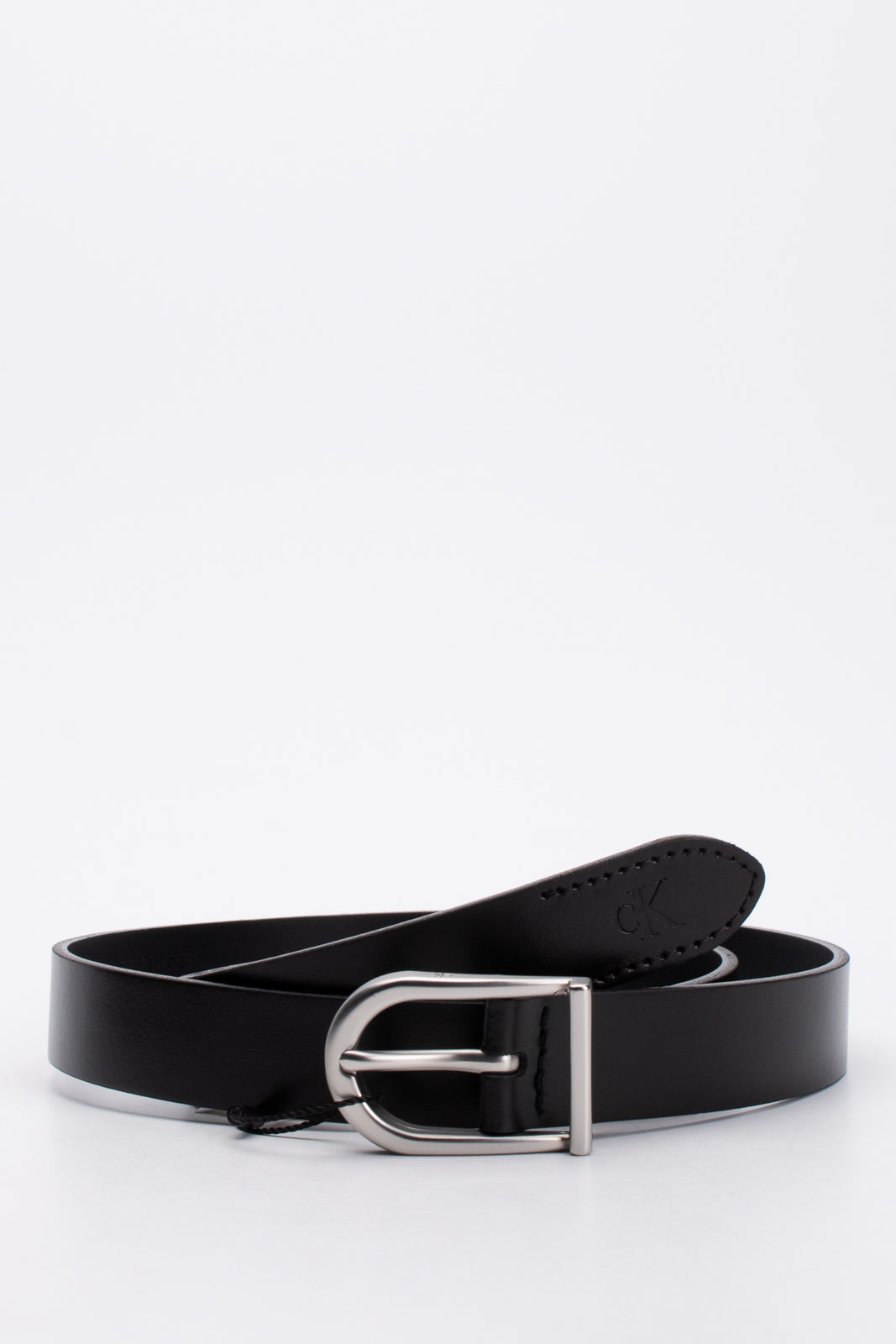CALVIN KLEIN Smooth Leather Belt Size 100/40 Black Skinny Pin Buckle Closure gallery main photo