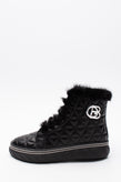 RRP €425 BALDININI Leather Sneaker Boots US7 UK4 EU37 Black Quilted gallery photo number 2