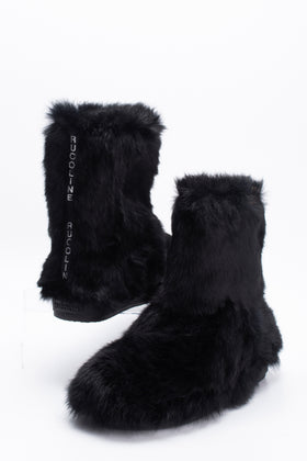 RRP€330 RUCOLINE Rabbit Fur Snow Boots EU 37 UK 4 US 7 Black Round Toe gallery photo number 2