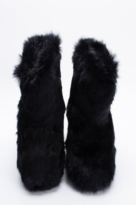 RRP€330 RUCOLINE Rabbit Fur Snow Boots EU 37 UK 4 US 7 Black Round Toe gallery photo number 5