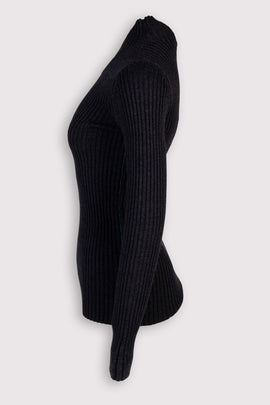 RRP €850 BOTTEGA VENETA Jumper Size L Wool Blend Ribbed Knit Keyhole High Neck