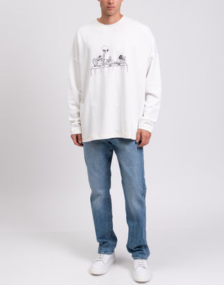 RRP €189 TOM REBL Sweatshirt Size M UFO Dinner Print Crew Neck Made in Italy