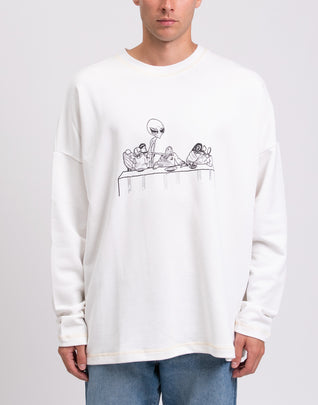 RRP €189 TOM REBL Sweatshirt Size M UFO Dinner Print Crew Neck Made in Italy