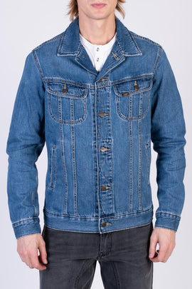 LEE Rider Denim Jacket Size S  Unlined Blue Garment Dye Button Front Collared