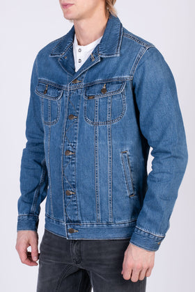LEE Rider Denim Jacket Size S  Unlined Blue Garment Dye Button Front Collared gallery photo number 3