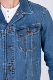LEE Rider Denim Jacket Size S  Unlined Blue Garment Dye Button Front Collared gallery photo number 6