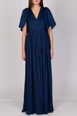 RRP€591 HALSTON HERITAGE Blue Empire Line Dress US6 UK10 IT42 M Self Tie Pleated gallery photo number 2