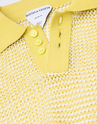 RRP €750 BOTTEGA VENETA SALON 01 Polo Shirt Size S Open Fishnet Knit Yellow gallery photo number 5