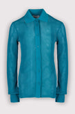 RRP €990 BOTTEGA VENETA Technical Mesh Knit Shirt Size M Turquoise Collared gallery photo number 1