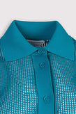 RRP €990 BOTTEGA VENETA Technical Mesh Knit Shirt Size M Turquoise Collared gallery photo number 5