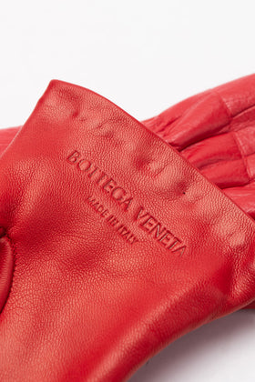 RRP€450 BOTTEGA VENETA Leather Gloves Size M / 7.5 Croc Pattern Cashmere Lined gallery photo number 5