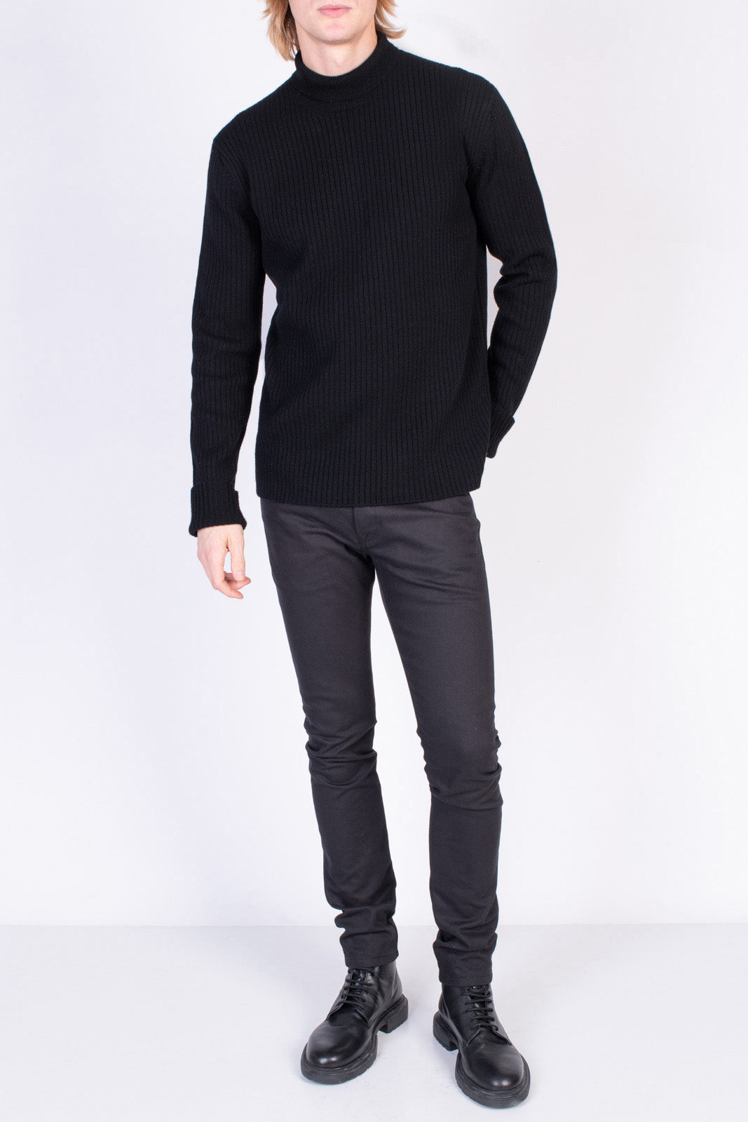 RRP €790 BOTTEGA VENETA Cashmere & Wool Black Jumper Size XS Ribbed Roll Neck gallery main photo