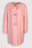RRP €1810 ERMANNO SCERVINO Wool Topcoat IT46 US10 UK14 XL Pink Mink Fur Pom Pom gallery photo number 1