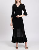 RRP €665 JUST CAVALLI Knitted Maxi Flounce Dress Size M Black Lame Effect gallery photo number 1