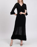 RRP €665 JUST CAVALLI Knitted Maxi Flounce Dress Size M Black Lame Effect gallery photo number 2