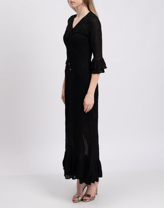 RRP €665 JUST CAVALLI Knitted Maxi Flounce Dress Size M Black Lame Effect gallery photo number 6