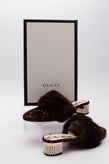 RRP€1010 GUCCI Velour Mule Shoes US7 EU37 UK4 Mink Fur Guccissima Crystals gallery photo number 1