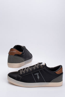 RRP€120 TRUSSARDI Sneakers US12 UK9 EU42 Black Logo Flat