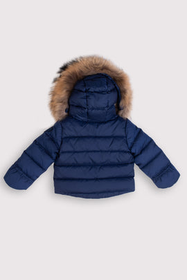 RRP€205 BLAUER USA BABY Down Quilted Jacket Size 12M Raccoon Fur Trim Hooded