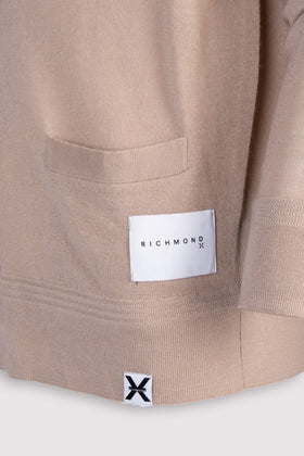 JOHN RICHMOND X Cardigan Size M Merino Wool Blend Logo Y-Neck Made in Italy gallery photo number 5