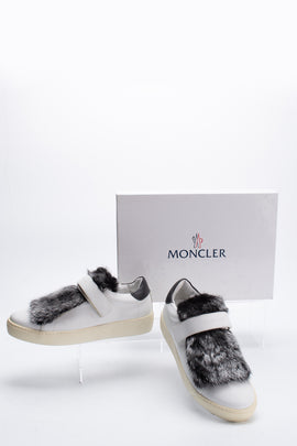 RRP€493 MONCLER Leather & Mink Fur Sneakers US8 UK5 EU38 Made in Italy