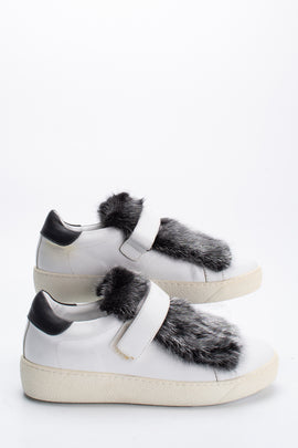 RRP€493 MONCLER Leather & Mink Fur Sneakers US8 UK5 EU38 Made in Italy