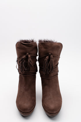 RRP€180 LAURA MANNINI Nubuck Leather Ankle Boots US11 UK8 EU41 Wedge gallery photo number 3