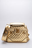 RRP €1970 BALMAIN B-Buzz Metallic Leather Satchel Bag Quilted Logo Fringes Sides gallery photo number 1