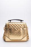 RRP €1970 BALMAIN B-Buzz Metallic Leather Satchel Bag Quilted Logo Fringes Sides gallery photo number 3