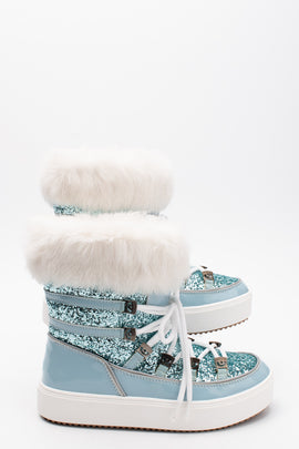 RRP€395 CHIARA FERRAGNI Snow Boots US7 EU37 UK4 Rabbit Fur Glitter Sherpa Inside