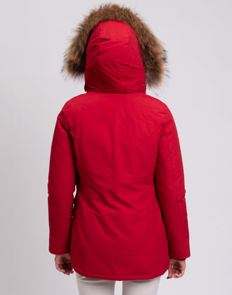 RRP €380 BRERAS MILANO Down Parka Jacket Size XS Red Quilted Inside Hooded gallery photo number 7