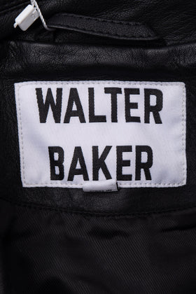 RRP€813 WALTER BAKER Liz Leather Biker Leather Jacket Size L Black Zipped Cuffs gallery photo number 5