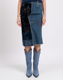 RRP €2200 TOM FORD Denim & Mink Fur Pencil Skirt IT36 US2 UK4 XS Patchwork gallery photo number 5