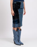 RRP €2200 TOM FORD Denim & Mink Fur Pencil Skirt IT36 US2 UK4 XS Patchwork gallery photo number 6