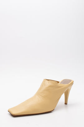 RRP€680 BOTTEGA VENETA Leather Mule Shoes US5 EU35 UK2 Crunch Lux Square Toe