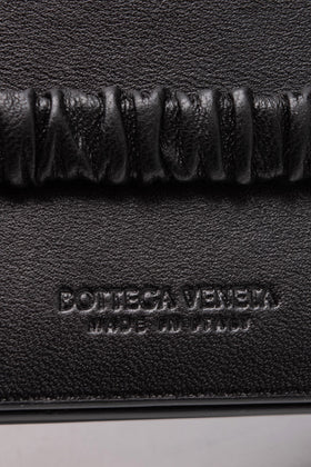 RRP€390 BOTTEGA VENETA Leather Mini Flap Wallet Black Card Pockets Elastic Strap gallery photo number 6