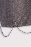 RRP €350 RANDOM IDENTITIES Shetland Wool Crew Neck Sweater Size S Chain Trim gallery photo number 5