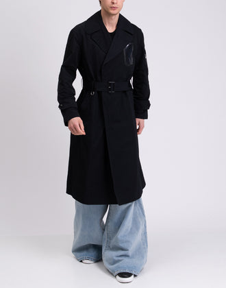 RRP €790 RANDOM IDENTITIES Military Trench Coat Size L Transparent Chest Pocket gallery photo number 3